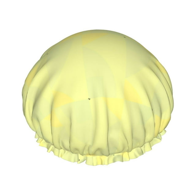 YFYANG Femmes Double Imperméable Shower Cap, Jaune Abstraction Géométrique Cheveux Réutilisables Cap pour Tous les Styles de Cheveux et les Tailles de Tête