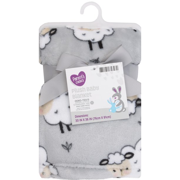 Parent's Choice Plush Baby Blanket, Gray Sheep, Unisex