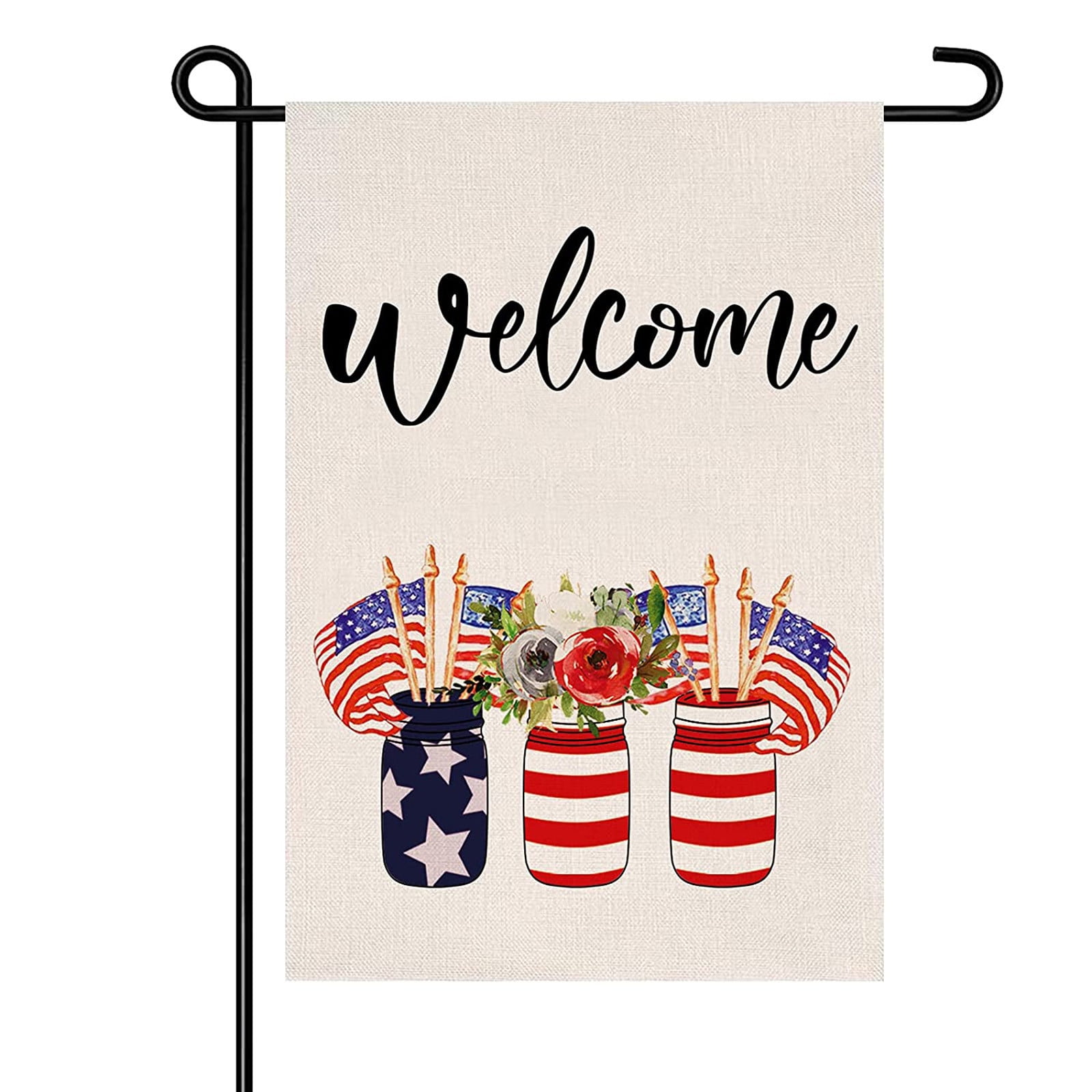 ZOhankhai Double Sided Floral Yard Flag,Patriotic Decorative Flag For