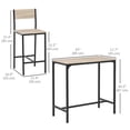 thumbnail image 2 of Industrial 3-Piece Bar Table Set with 2 High-Back Stools - Natural Finish, Counter Height for Kitchen, Dining Room & Patio Use - Sturdy MDF & Steel Frame, 2 of 7