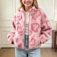 thumbnail image 2 of Agkizg Kids Girls Plushed Zip Up Jacket Long Sleeve Winter Coat with Pockets Solid Color Warm Sporty Casual Outerwear, 2 of 4