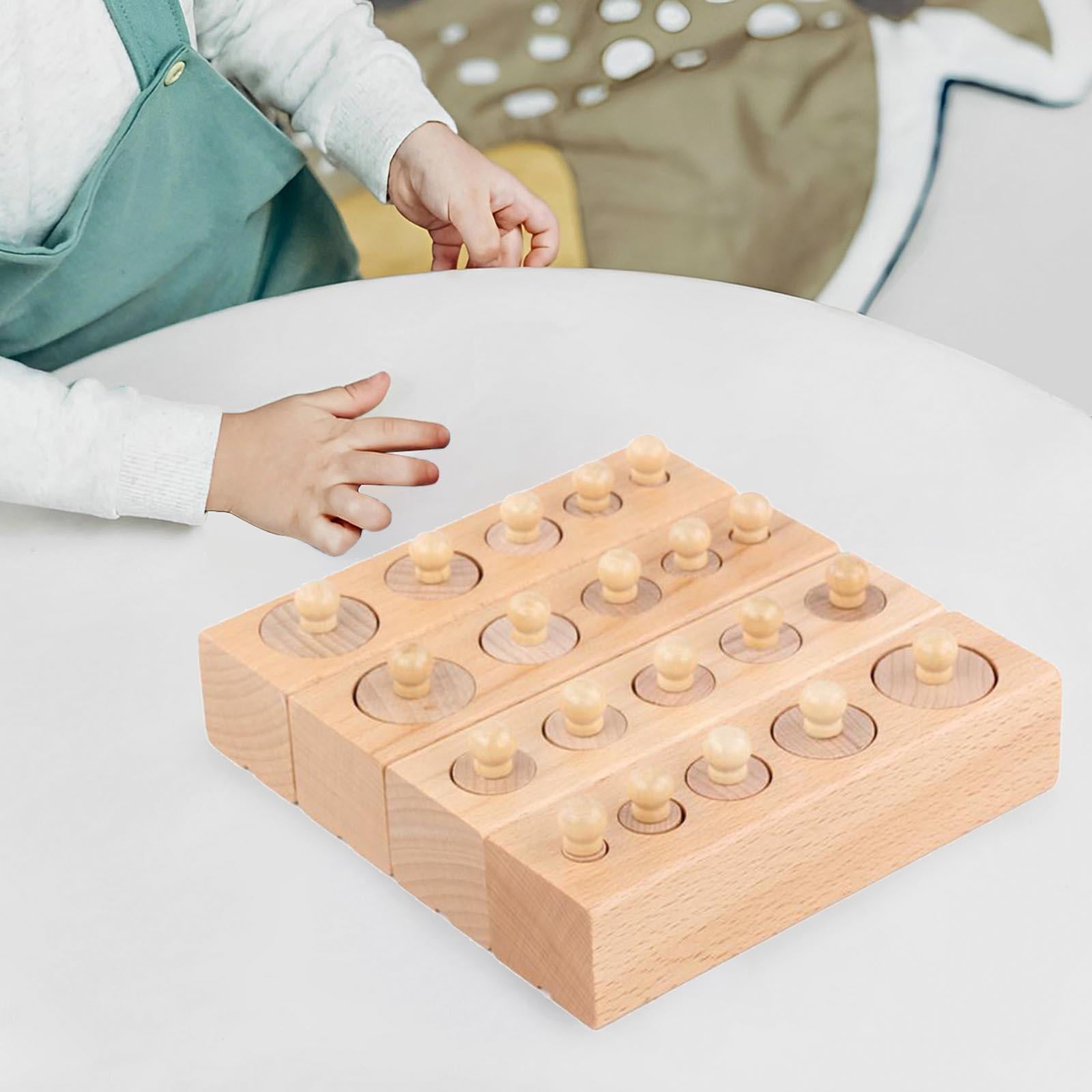 LeeQinersw 4 Pieces Wooden Knob Log Cylinder Blocks Patterning Early Development Board Game