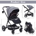 thumbnail image 2 of Foldable baby stroller: high landscape, lightweight aluminum frame, waterproof fabric, reversible backrest, adjustable footrest, peekaboo canopy, grande almacenamiento basket, cup holder, ligh..., 2 of 10