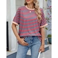 Striped Summer Tops for Women 2025 Crew Neck Short Sleeve Shirts Casual