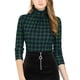 thumbnail image 1 of Blusa A Cuadros Con Cuello Alto Para Mujer Verde XL, 1 of 6