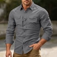 thumbnail image 4 of Ceisia Men Ripstop Long Sleeve Tactical Button Down Shirt Dual Chest Pockets Breathable UPF 50 Outdoor Hiking Work Military Top Gray XL Gift, 4 of 9