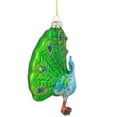 thumbnail image 3 of Northlight Standing Glittered Peacock Glass Christmas Ornament - 4.75" - Lime Green and Blue, 3 of 5