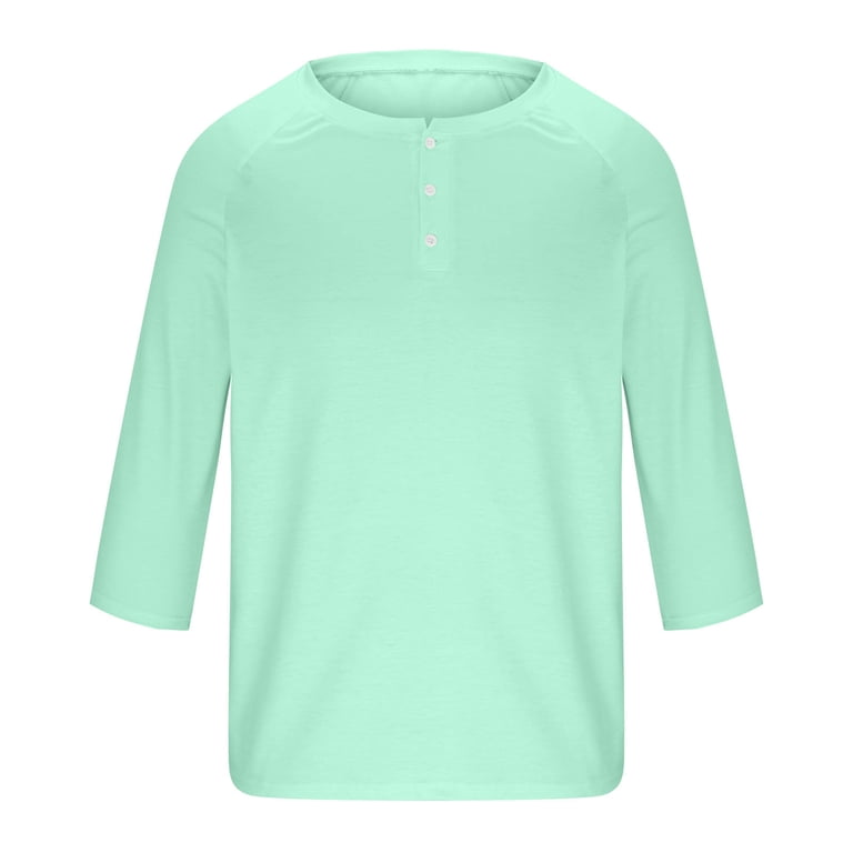 HAOTAGS Men's Henely Shirt, 3/4 Sleeve Button Basic T-Shirts