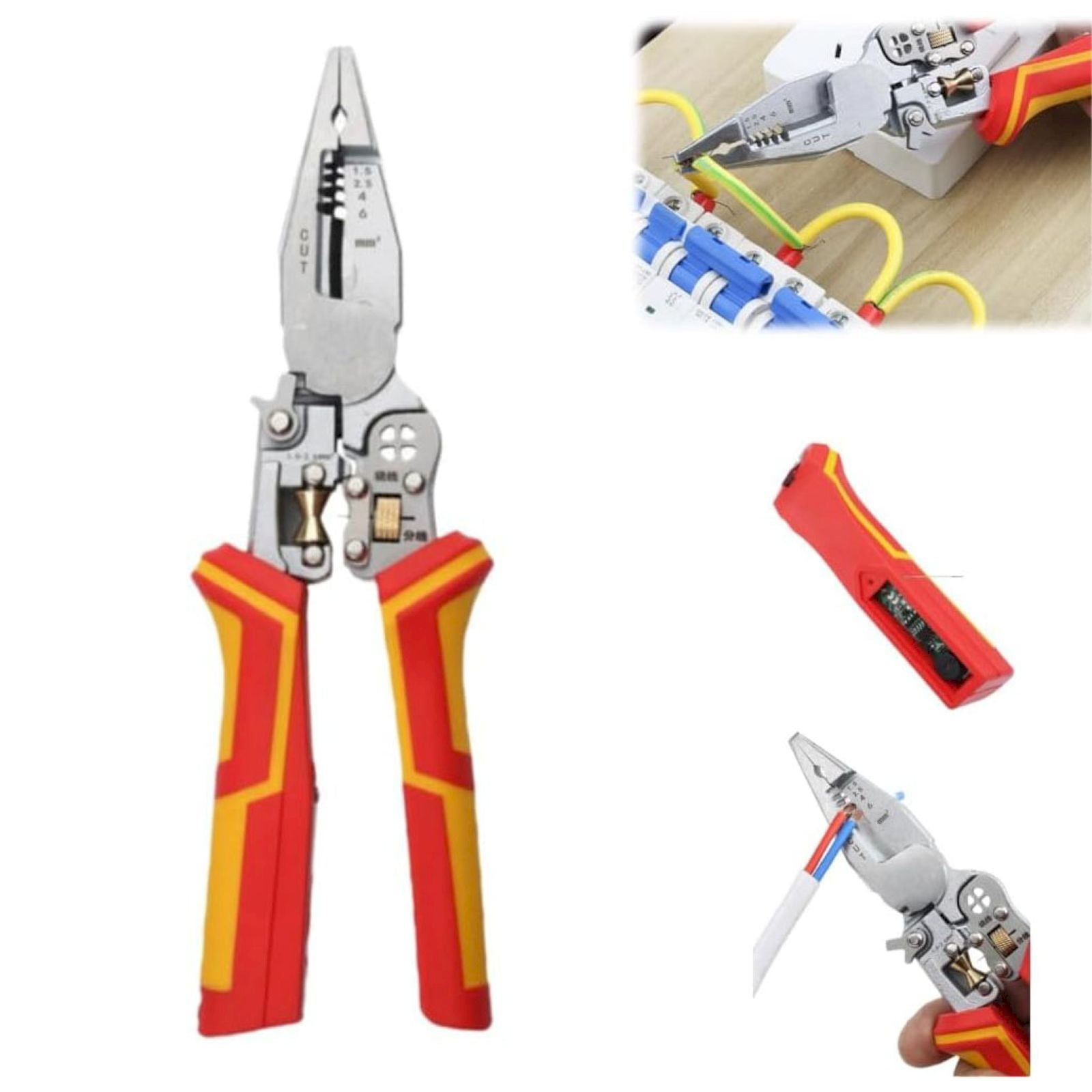 YEESHU 9 in 1 Multifunctional Wire Stripper, 2025 Upgrade Electrician Tool with Voltage Measurement Function, Cable Scissors for Stripping Winding and Splitting for Home and Professional Use