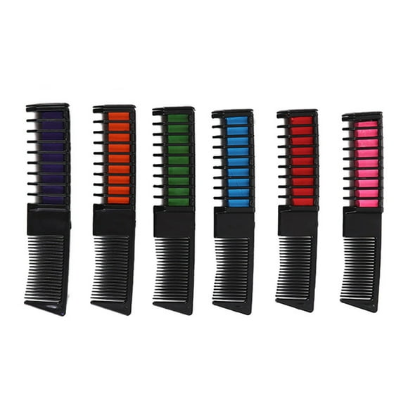 Big Sales! Bradem Disposable Hair Color Temporary Hair Color Chalk Comb for Birthday Ladies Instant Hair Color Highlight Stripe Color Mascara Hair Color Powder, 6X Hair Dye Comb/Box