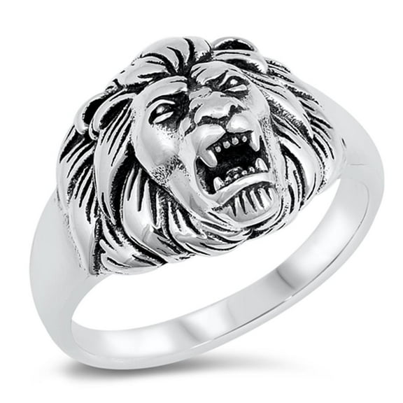 Lion Roar Leo Animal King Ring .925 Sterling Silver Band Jewelry Female Male Unisex Size 7