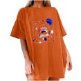 thumbnail image 4 of Moda Mujer Damas Cayó Hombro Mangas Impresión suelta Manga corta Top Pullover Tops Pompotops hfajkhk141438, 4 of 9