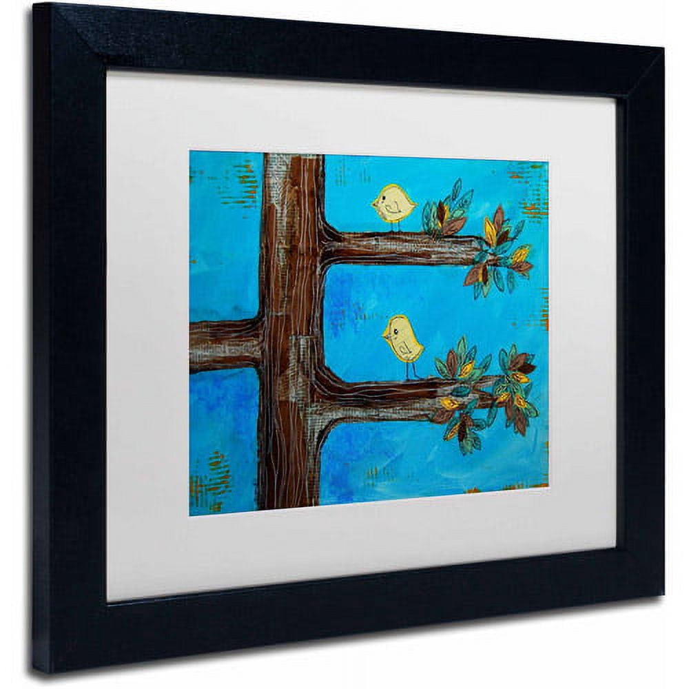Trademark Fine Art "Birds in a Tree Mixed Media" Canvas Art by Nicole Dietz, White Matte/Black Frame