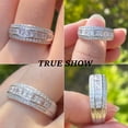 thumbnail image 3 of SFTING Wedding Band for Women 925 Sterling Silver Eternity Ring Princess Emerald 5A CZ Anniversary Size 7, 3 of 7
