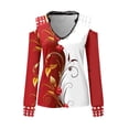 thumbnail image 5 of Mujeres Casual Impreso Sexy Manga Larga Sin Tirantes Cuello En V Jersey Fuera Del Hombro Blusa Camiseta Tops Fridja FKASFK4385, 5 of 5