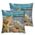 thumbnail image 2 of Acheng Nautical Coastal Decor Pillow Covers Starfish/Seashell/Sand/Conch/Beach House Decorative Cushion Covers Theme Home Decorative Pillowcases,Set of 2 White, 2 of 6