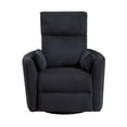 thumbnail image 2 of Rix Swivel Glider Recliner Chair w 2 Lumbar Pillows- Black Corduroy, 2 of 6
