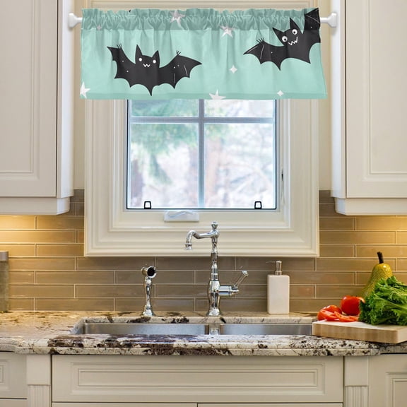 Cute Bat Curtain Valance 54x18in Treatment Decor Blackout Rod Pocket for Windows Living Room Kitchen