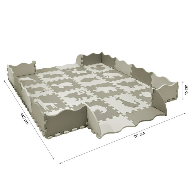 Tapete Piso Foamy Para Niños Con Paredes X Mts Color Gris