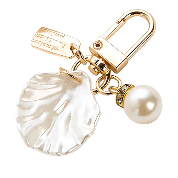 DESIGNICE Valentines Day Gifts for Her Key Chains Pearl Shell Ring Crystal Rhinestones Purse Pendant Handbag Charm Keychain Cute Keychains for Women