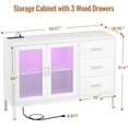 thumbnail image 4 of Homieasy Sideboard Buffet Cabinet with 3 Wood Drawers, Storage Cabinet with Power Outlet, Coffee Bar Cabinet with LED Light, Modern Cabinet Console Table for Kitchen Dining Room, White, 4 of 8