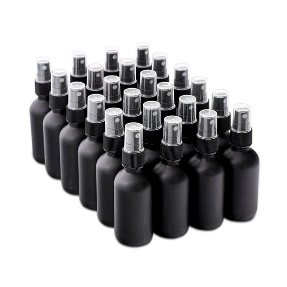 7 COLORS AVAILABLE - The Bottle Depot Bulk 24 Pack 2 oz Black Glass Bottles With Spray; Wholesale Quantity for Essential Oils, Serums with Pretty Frosted Finish to Protect and Preserve Quality