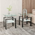 thumbnail image 5 of Tcbosik 2 Pack Square Glass Side Tables, 2-Tier End Table with Storage Shelf, 17.7" Night Stand for Small Space, Living Room, Bedroom, Transparent & Black, 5 of 9