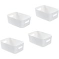 thumbnail image 1 of Juego de 4 Cestas de Almacenamiento de Plástico Blanco, Cesta de Almacenamiento de Plástico, Cesta de Plástico con Asa para Armarios Apilables, Cocina, Dormitorio, Baño, Oficina, 19x13,5x7,5cm Blanco, 1 of 5
