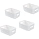 thumbnail image 1 of Juego de 4 Cestas de Almacenamiento de Plástico Blanco, Cesta de Almacenamiento de Plástico, Cesta de Plástico con Asa para Armarios Apilables, Cocina, Dormitorio, Baño, Oficina, 19x13,5x7,5cm Blanco, 1 of 5
