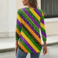 thumbnail image 4 of Womens Mardi Gras Top 3/4 Sleeve Carnival Shirt, Casual Crewneck Blouse for 2026 Carnival Party Outfit, 4 of 5