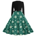 thumbnail image 4 of Christmas Dresses for Women Women's Christmas Printed Long Sleeve Round Neck Plus Size Evening Prom Dresses for Formal Christmas Party,Army Green,L, 4 of 5