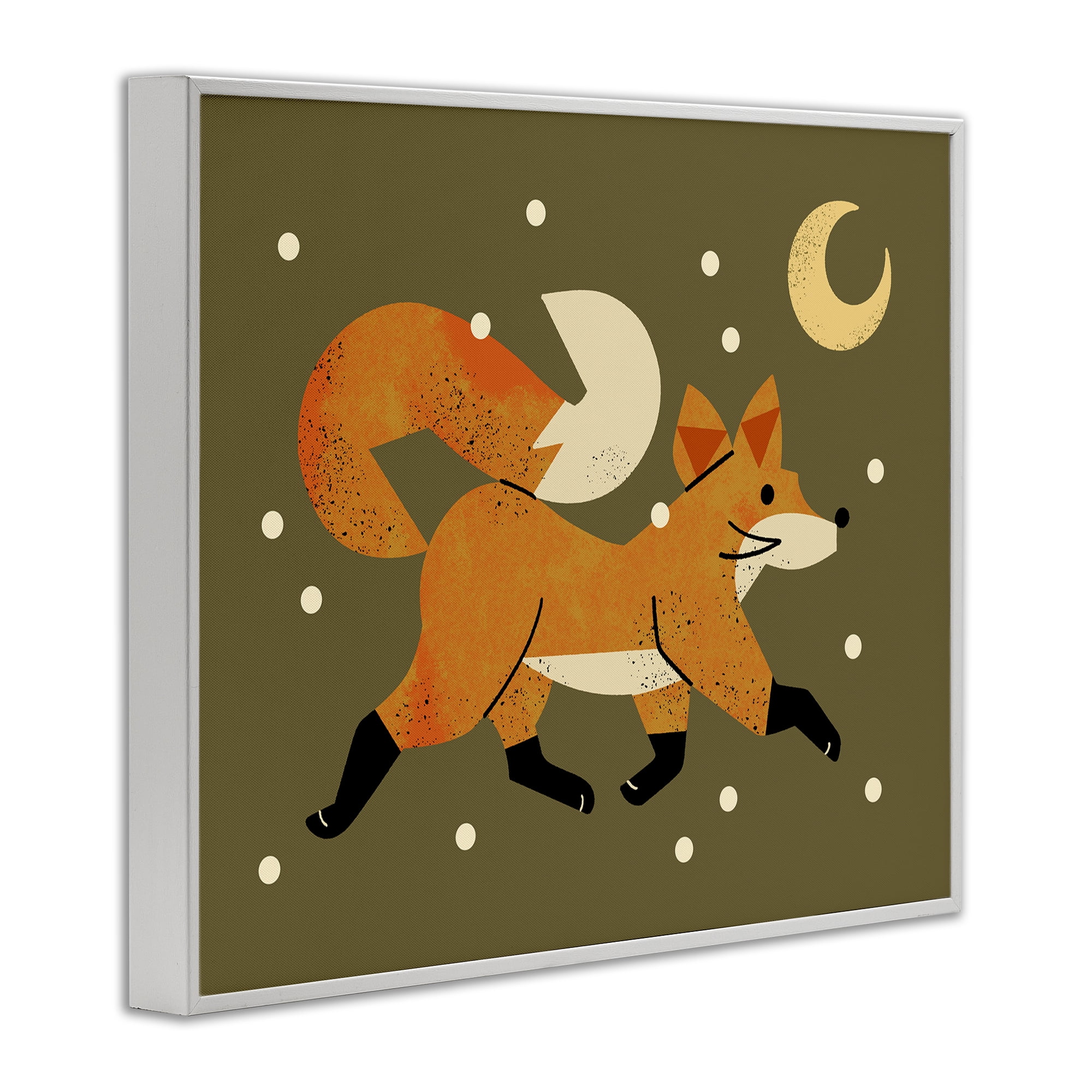 Stupell Industries Wandering Winter Fox White Framed Giclee Art, design by Renea L. Thull