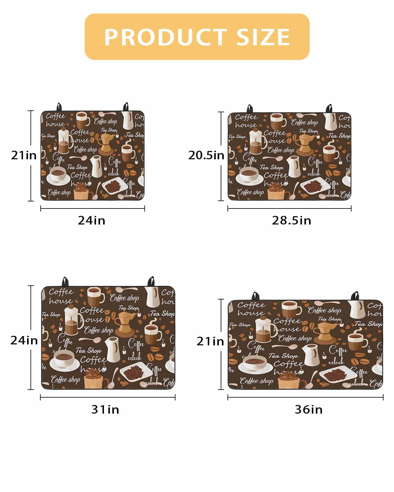 Large Induction Cooktop Protector Mat Coffee Stove Top Covers for Electric Stove, Brown Retro Coffee Theme Beans Latte Tea Cup Decorative Stove Burner Cover Mats, Glass Top Stove Cover