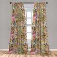 thumbnail image 2 of Floral Window Curtains, Leaf Prints and Summer Flowers Blooming Jumble Composition Botanical Art, Lightweight Decor 2-Panel Set with Rod Pocket, Pair of - 28"x63", Khaki Sepia and Pink, by Ambesonne, 2 of 3