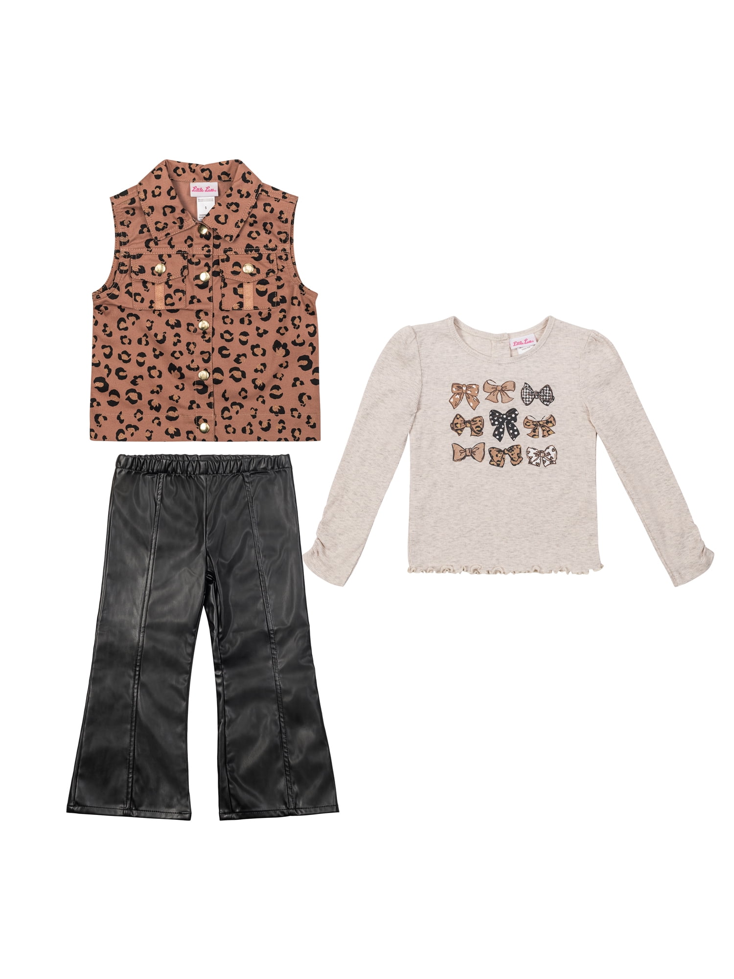 Little Lass Toddler Girl Vest, Tee, and Pant 3-Piece Set, Sizes 2T-4T