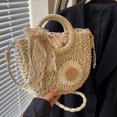 thumbnail image 1 of Handwoven Straw Rattan Half-Moon Beach Handbag Small Women Summer Hollow Out Crossbody Shoulder Bag, 1 of 6