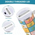 thumbnail image 3 of Yayeee 30oz Stainless Steel Tumbler with Straw and Handle Double-Wall Insulated Travel Water Bottle, Daisy Mosaic, 3 of 8