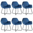 thumbnail image 1 of vidaXL Dining Chairs 6 pcs Blue Velvet, 1 of 5