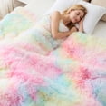 thumbnail image 6 of Teler Faux Fur Weighted Blanket for Adults, Sherpa Queen Size Heavy Blanket for Sleeping, 60" x 80", 20 lbs,Rainbow, 6 of 9