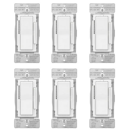 (case of 6) Eaton WFD30-W-BX-L Wi-Fi Smart Universal Dimmer Works with Alexa, White, Control your Lights From Anywhere