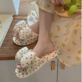 thumbnail image 6 of Lovskoo 2024 Womens Slippers Open Toe Slip On Shoes Cute Strawberry Linen Bow Slippers Indoor Home Flat Bottom Four Seasons Indoor and Outdoor Floor Mute Slippers White, 6 of 9