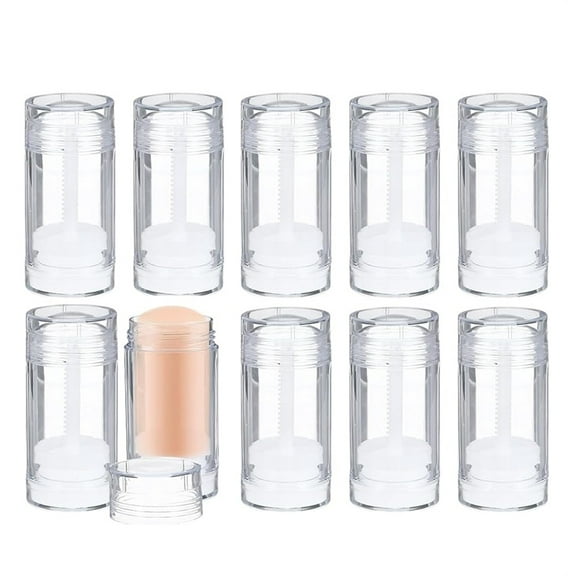 Duslogis 20ml Deodorant Containers Plastic Clear Twist-up Bottom Filling Stick Refillable Deodorant Bottles Lip Balm Tubes for DIY&Travel-10 Pack