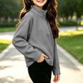 thumbnail image 4 of ATOGUTA Girls Turtleneck Sweatshirt Gray Kids Long Sleeve Half Zip Fleece Sweatshirts Casual Fashion Spring Fall Clothes Size 5T-15, 4 of 7