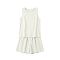 thumbnail image 4 of FNFYFH Cotton Pajamas for Women Set 2 Piece Short Sets Summer Tank Top Matching Shorts Lounge Set, 4 of 5