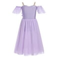 thumbnail image 2 of IBTOM CASTLE Girls Lyrical Dance Costume Ballet Leotard Sequin Spaghetti Straps Tulle Long Dress Ballerina Outfits Princess Dress up 7-8 Years Purple, 2 of 8