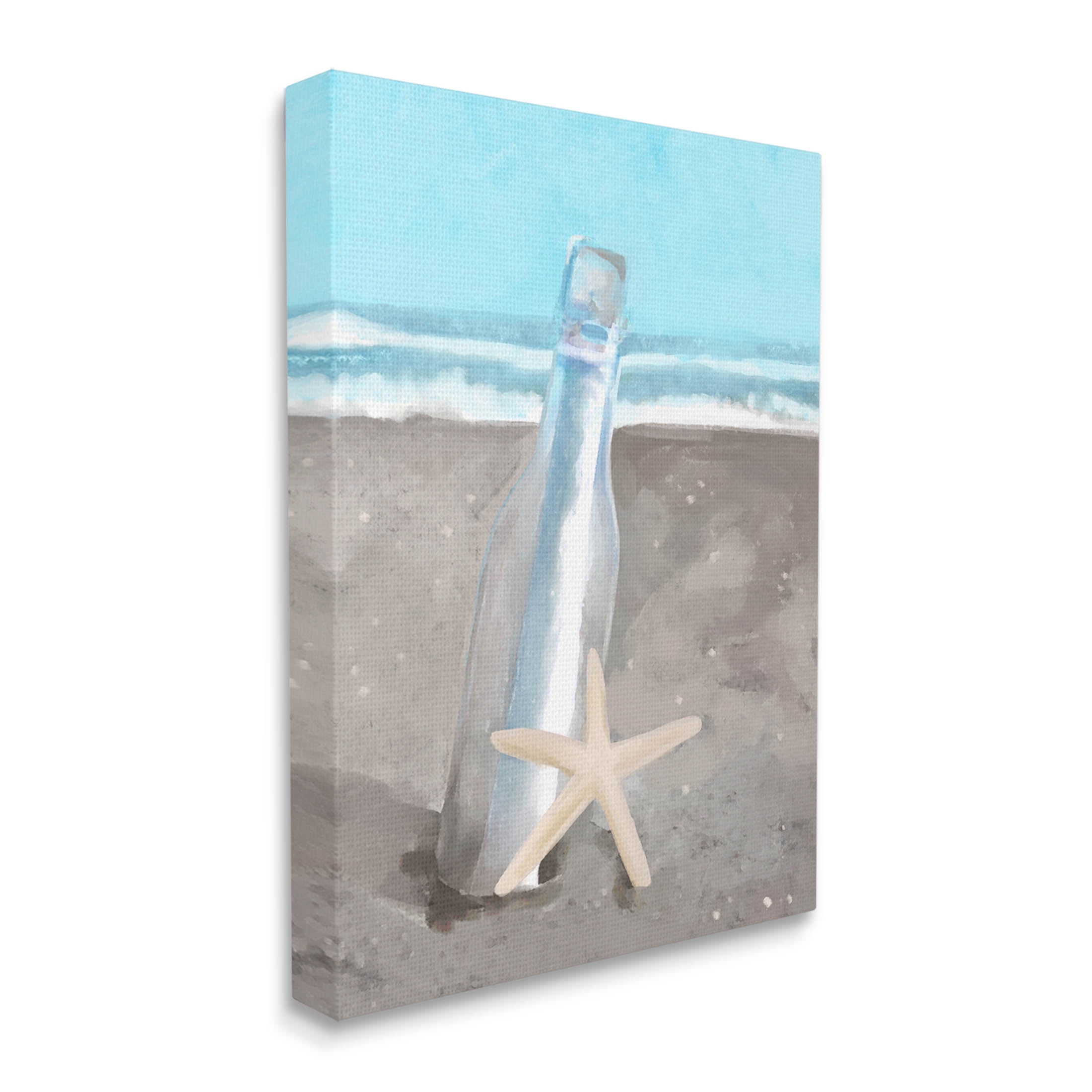 Message Bottle Beach Shore Coastal Graphic Art Gallery Wrapped Canvas Print Wall Art