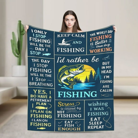Fishing Gifts for Men, Fishing Gifts, Funny Fish Gift for Boys, Fish Present for Women Unique, Best Gift for Fisherman, Present Idea for Men Who Love Fishing Blanket 50x40