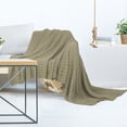 thumbnail image 4 of Unique Bargains Cable Knitted Bed Sofa Throw Blanket Khaki 47" x 71", 4 of 8