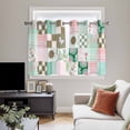 thumbnail image 4 of Spring Floral Checkered Kitchen Curtains Window Panels, Turquoise Pink Buffalo Plaid Insulated Window Treatment Curtain, Grommet Curtains for Bedroom/Living Room/Bathroom, 2 Piece 42"Wx54"L, 4 of 8