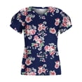 thumbnail image 3 of Pntutb moda mujer Casual pétalo manga manga corta cuello en V impreso tops blusa Pntutb Pntutb-5147, 3 of 4